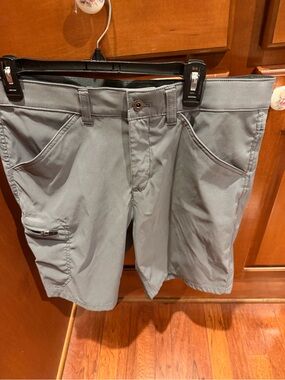 Eddie Bauer Gray Ranier Tech Shorts with Zipper Pocket